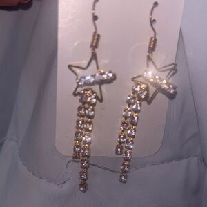 New Jinnala Gold Star sparkle Dangle Earrings
